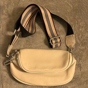 Leather Sling Bag in Cream